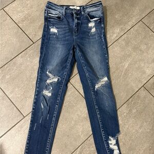 KanCan Women's Blue Distressed Skinny Jeans